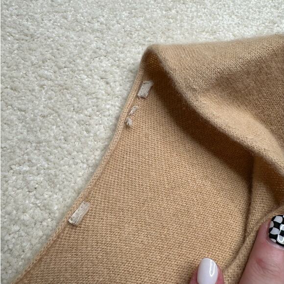 Soft Surroundings:  Tan Cashmere V-Neck Sweater - Picture 7 of 9